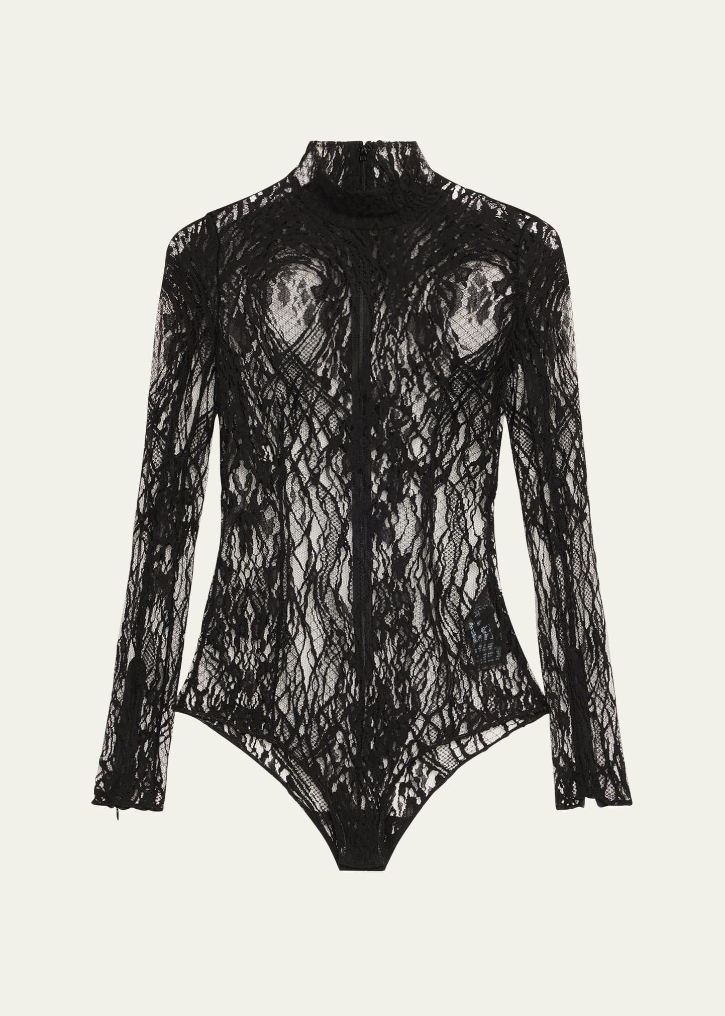 turtleneck lace long-sleeve bodysuit