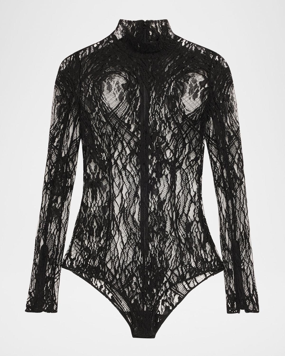 turtleneck lace long-sleeve bodysuit