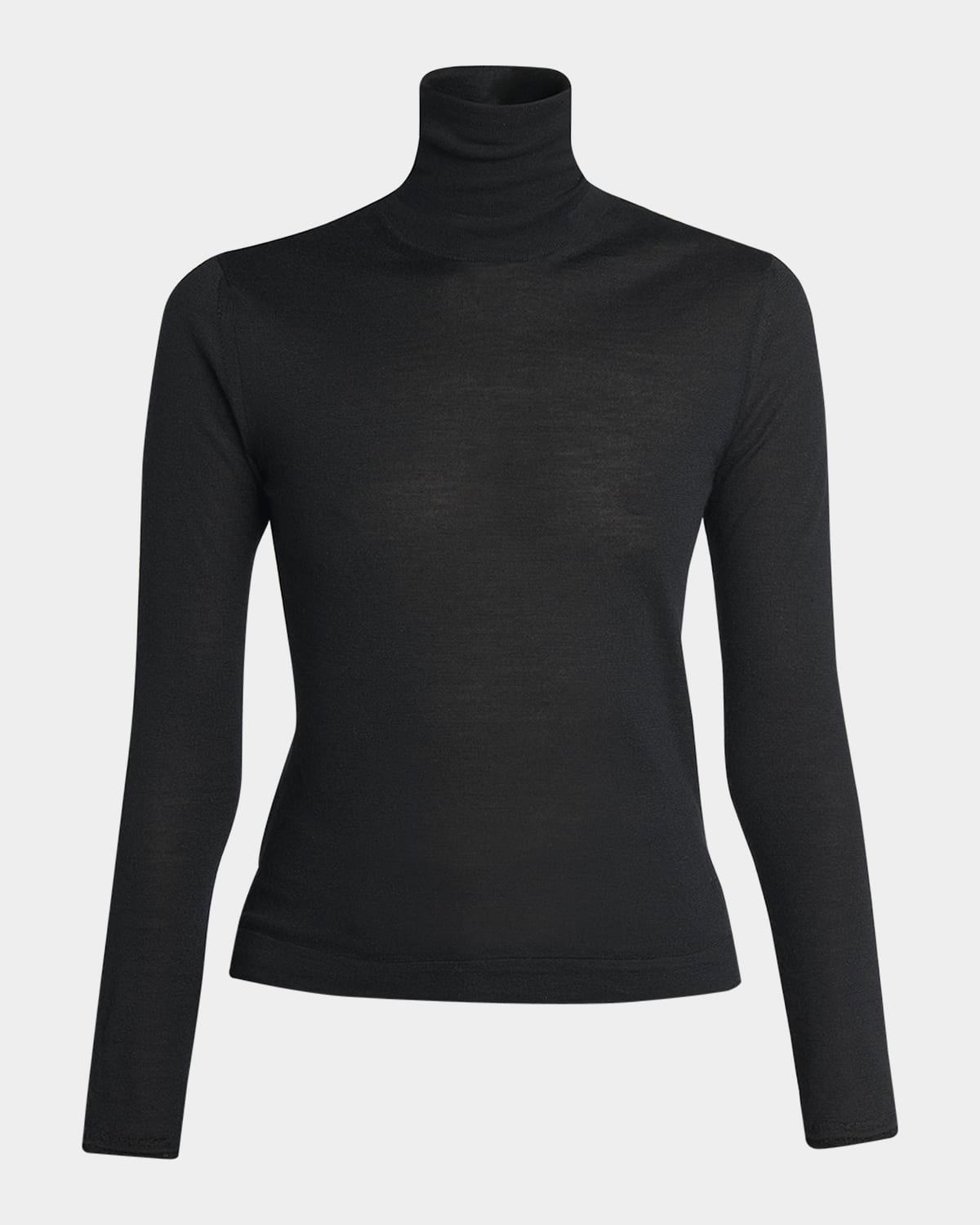 turtleneck long-sleeve fine cashmere-silk top