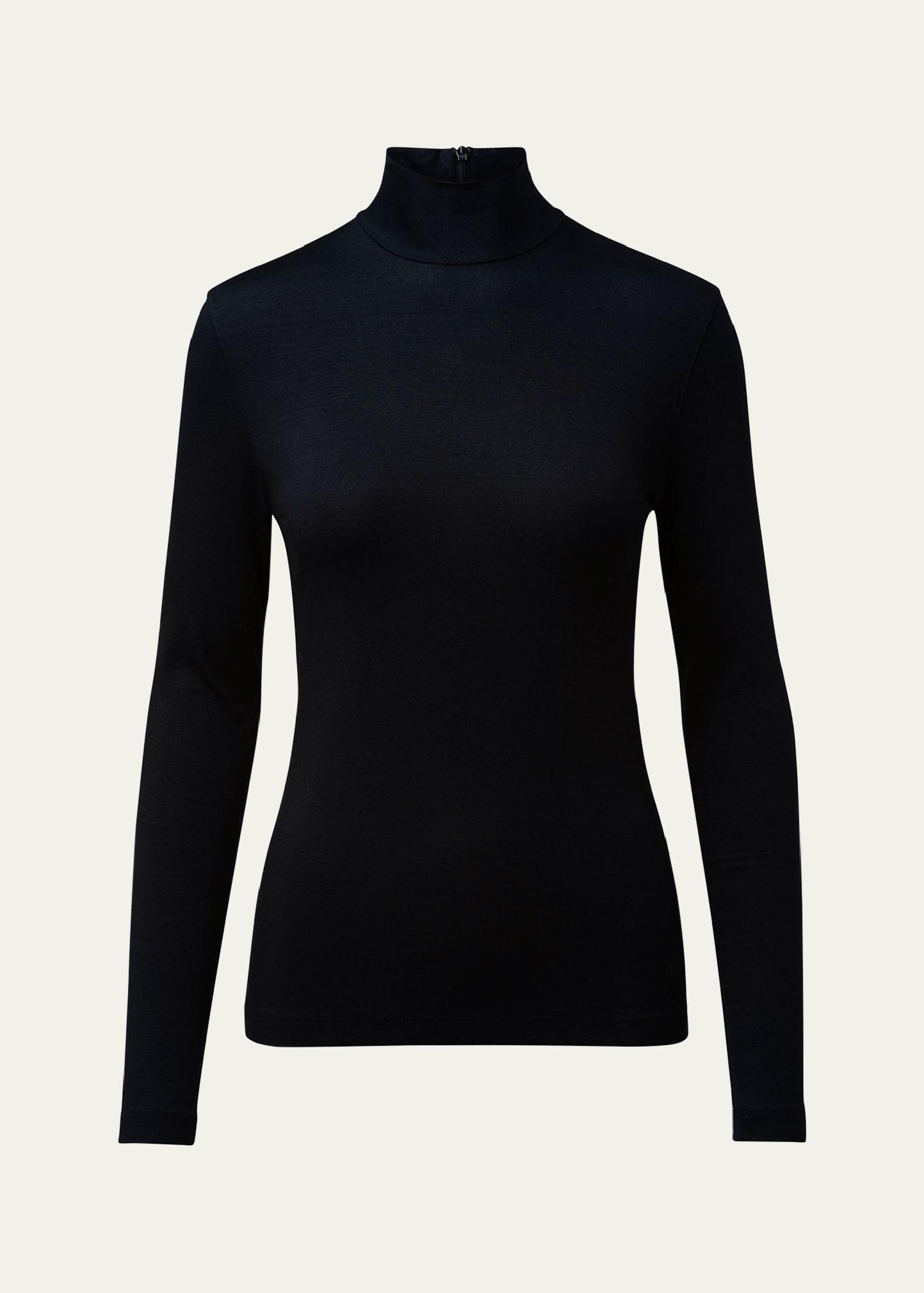turtleneck long-sleeve modal-stretch top
