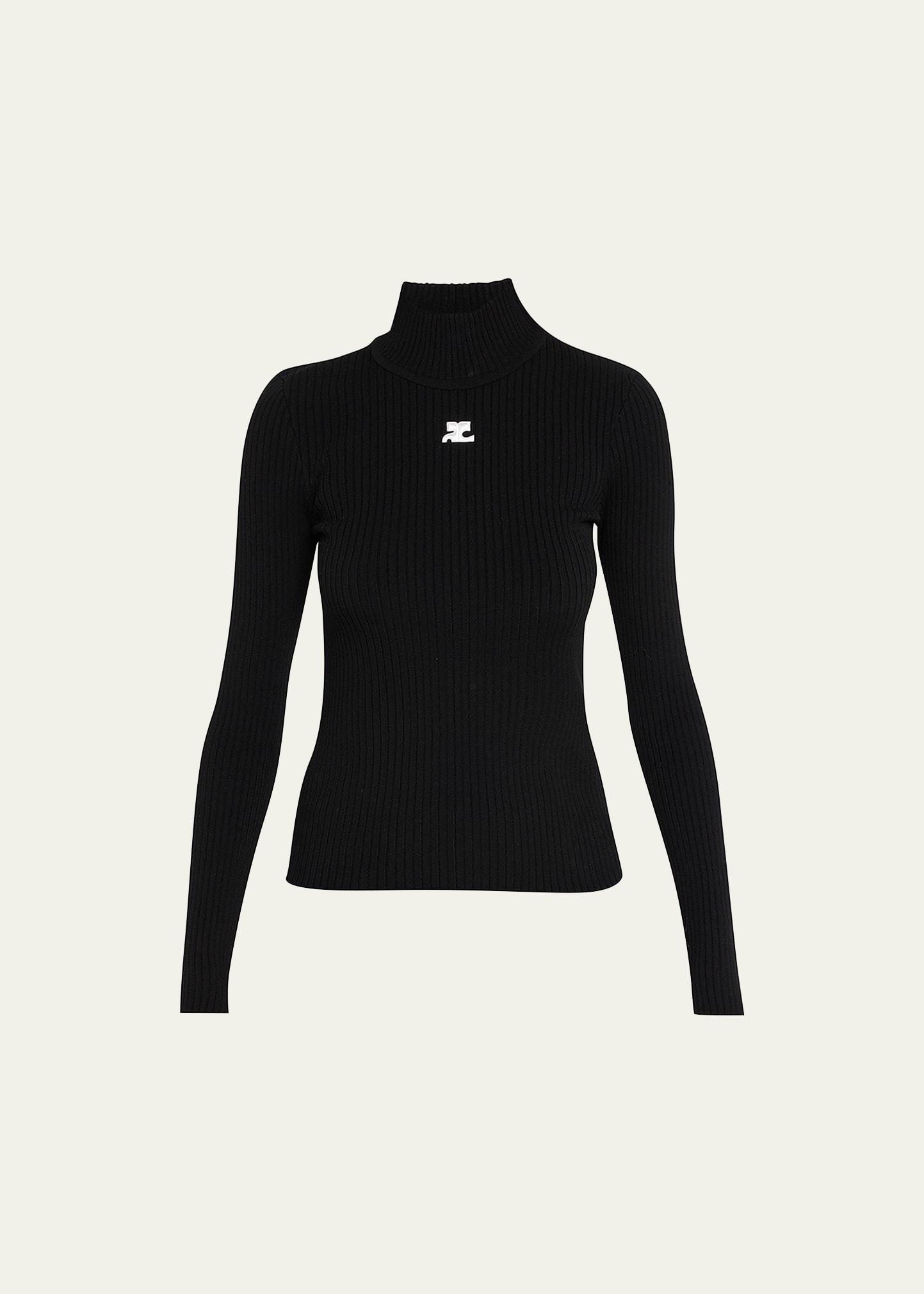 turtleneck long-sleeve rib sweater