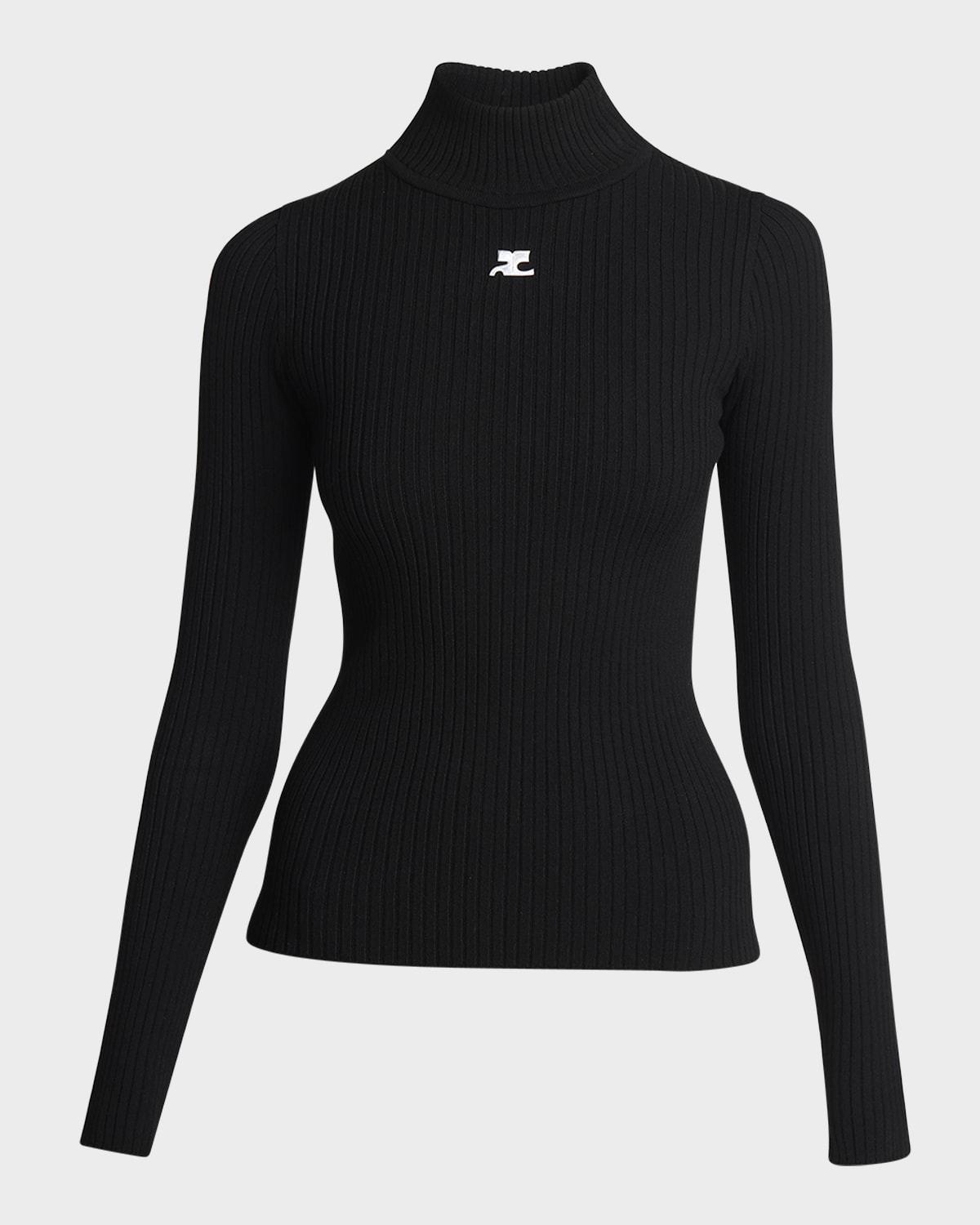 turtleneck long-sleeve rib sweater