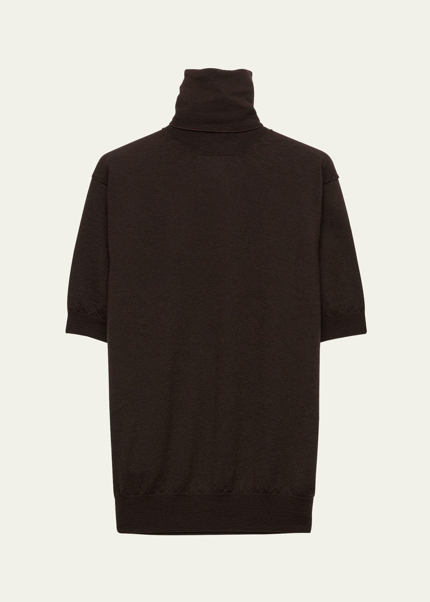turtleneck superfine cashmere short-sleeve sweater