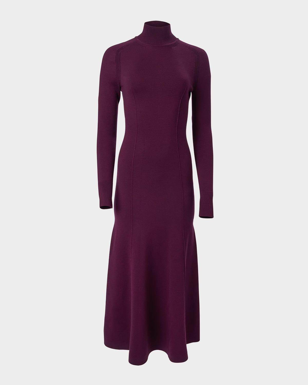 turtleneck wool-blend midi dress