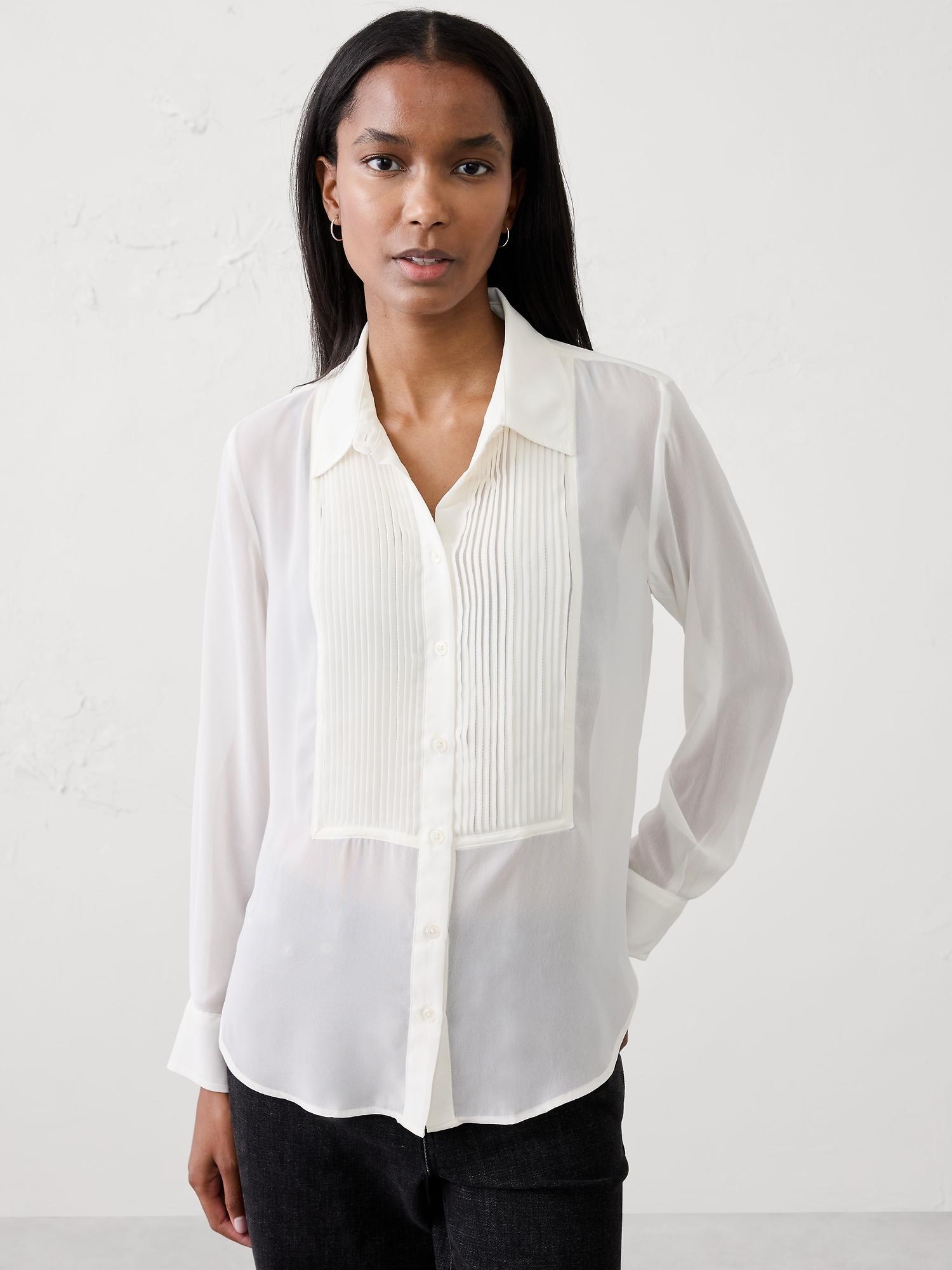 tuxedo-bib blouse