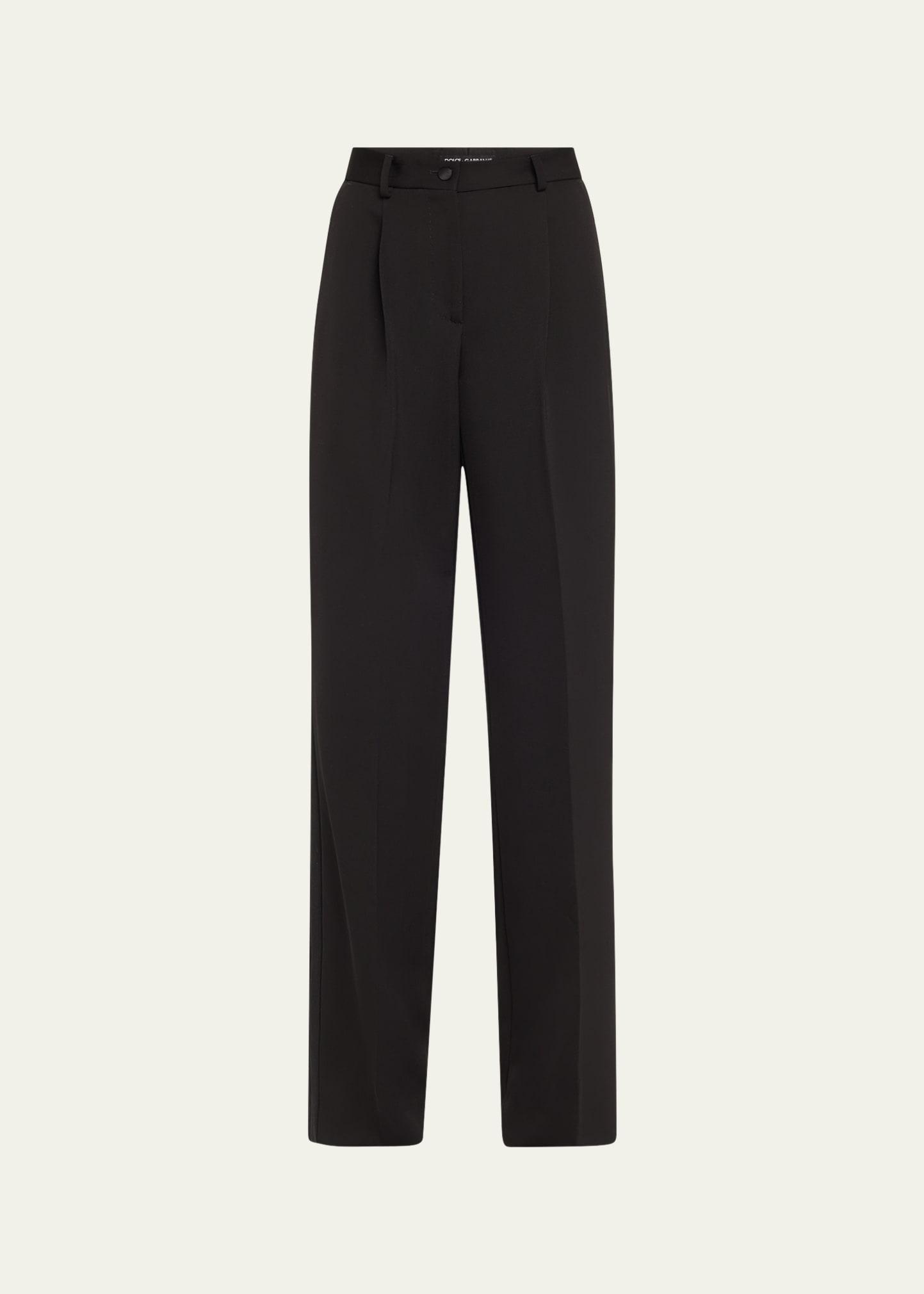 tuxedo stripe wide leg wool trousers