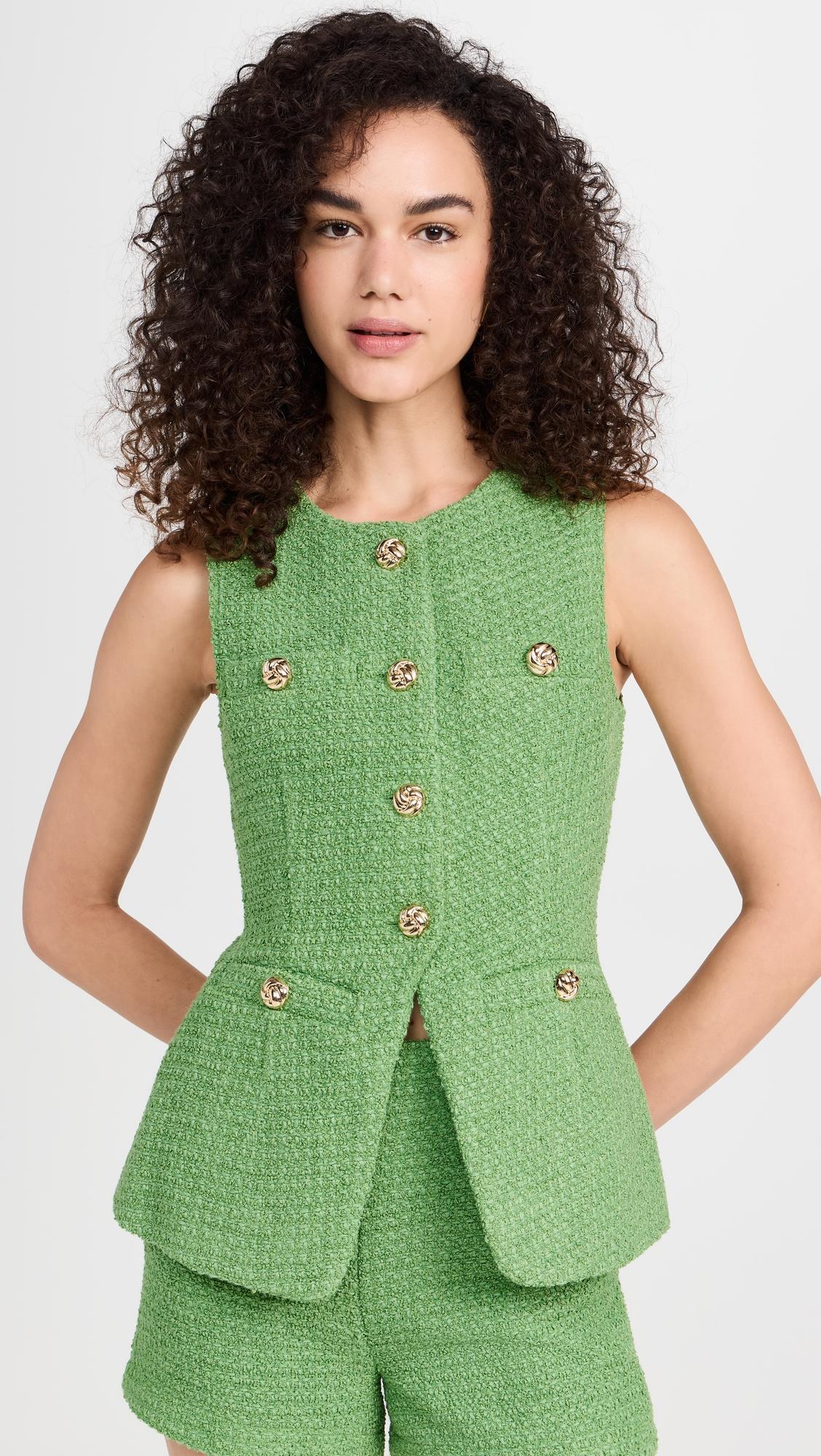 tweed buttoned long split top