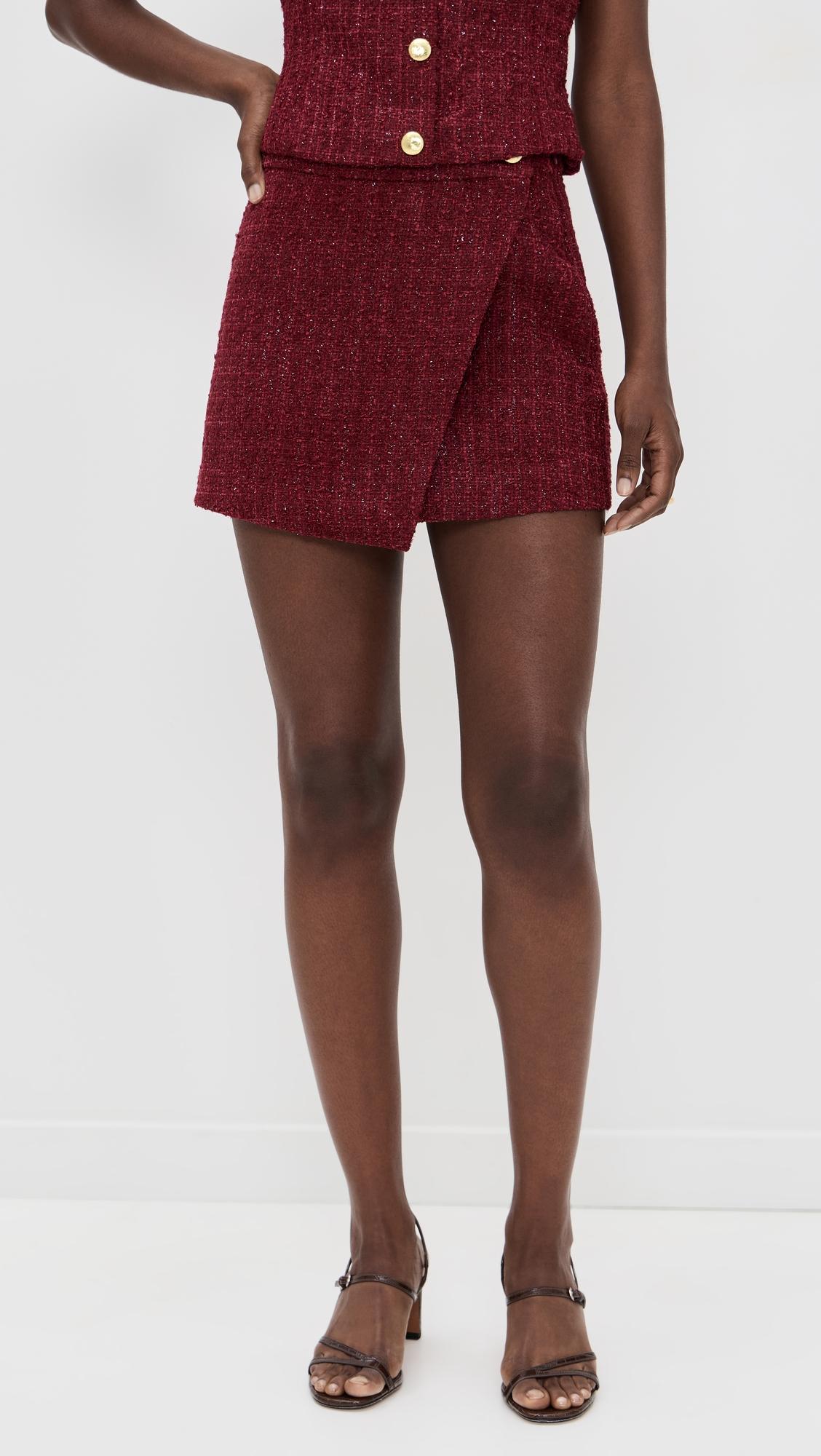 tweed front flap mini skirt