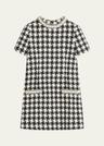 tweed houndstooth crystal mini dress