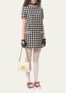 tweed houndstooth crystal mini dress