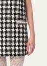 tweed houndstooth crystal mini dress