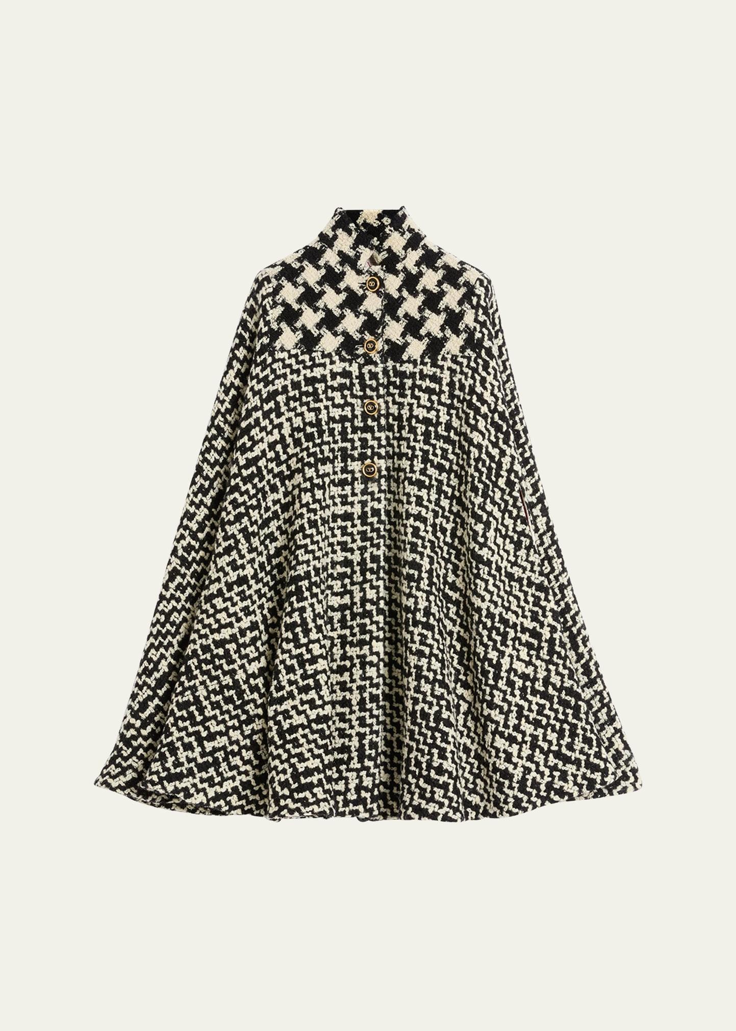 tweed houndstooth wool cape