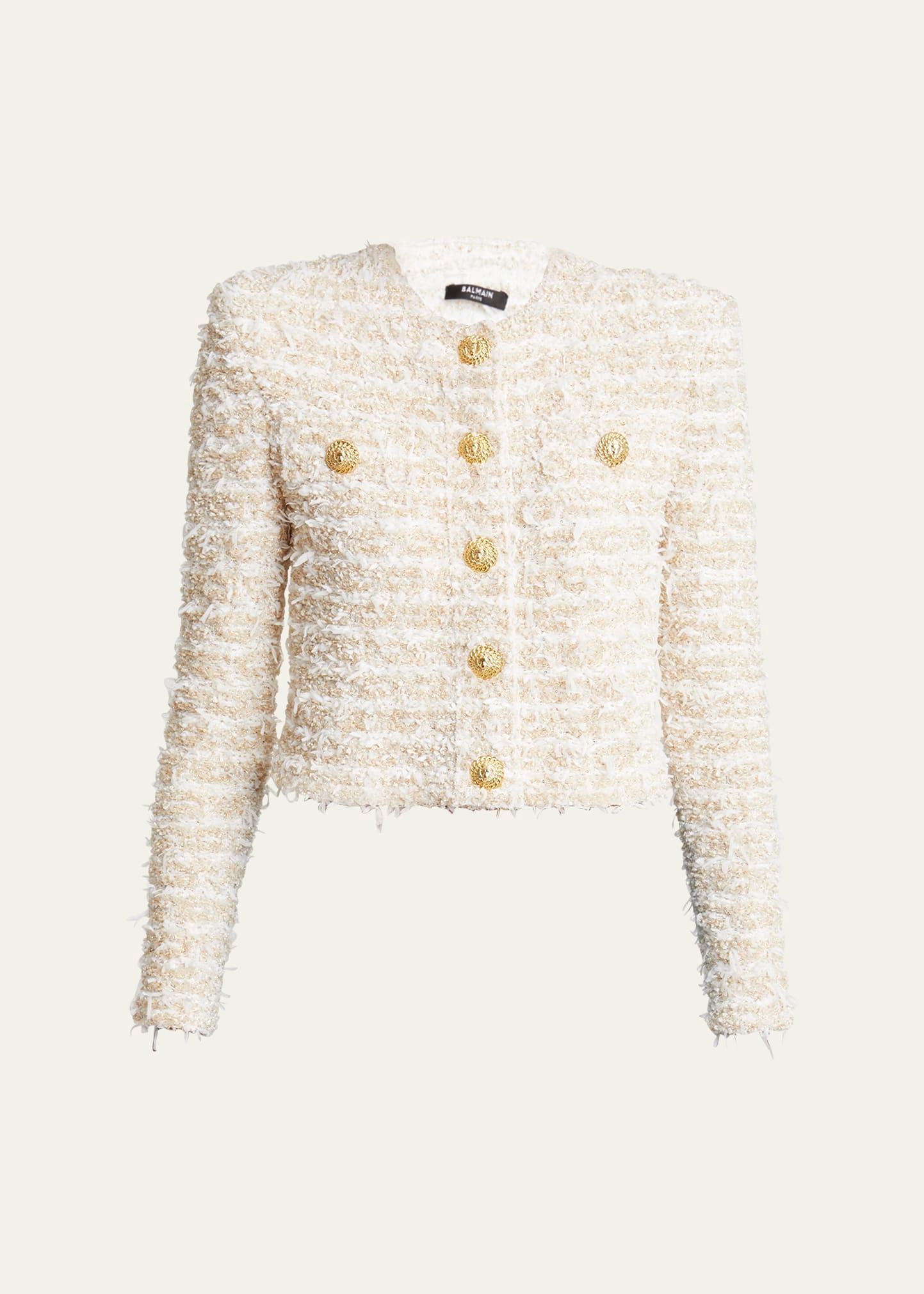 tweed knit cropped jacket