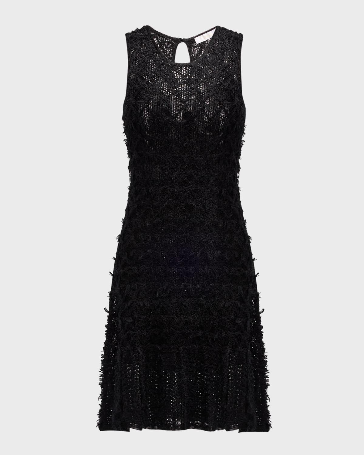 tweed lace knit mini dress