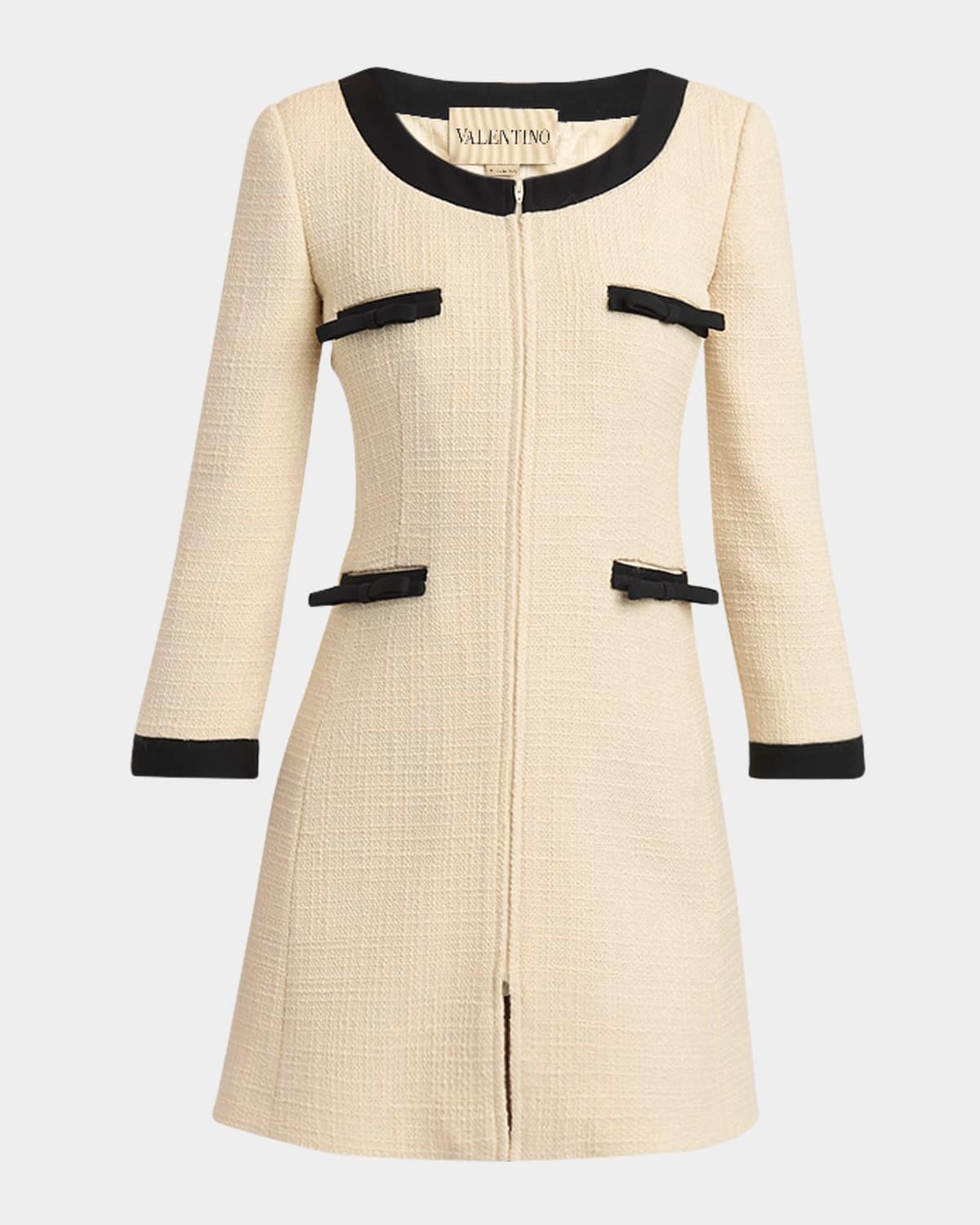 tweed long-sleeve zip mini dress