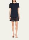 tweed pleated lace mini dress