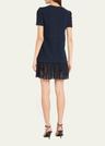 tweed pleated lace mini dress