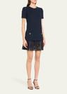 tweed pleated lace mini dress
