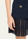 tweed pleated lace mini dress