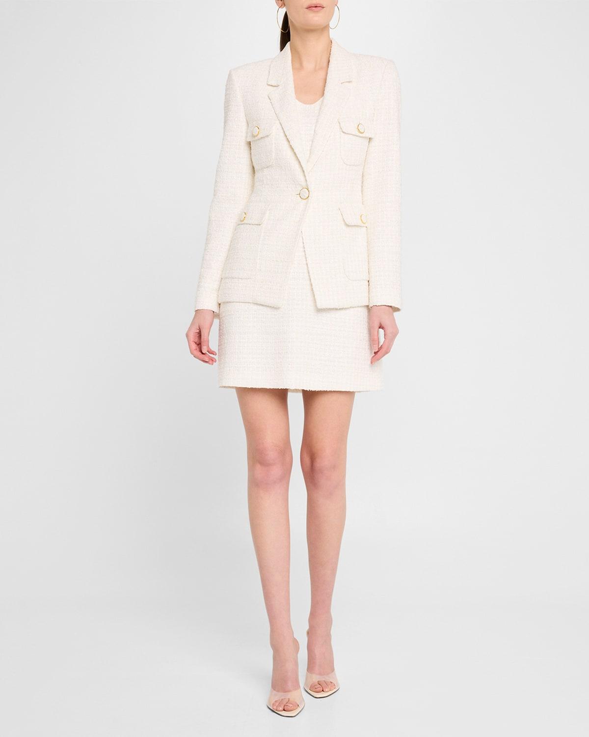 tweed scoop neckline dress