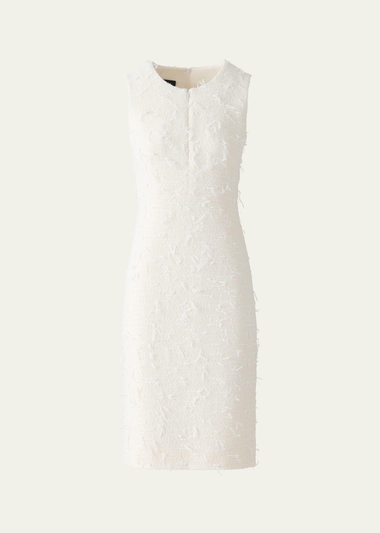 tweed zip front wool dress