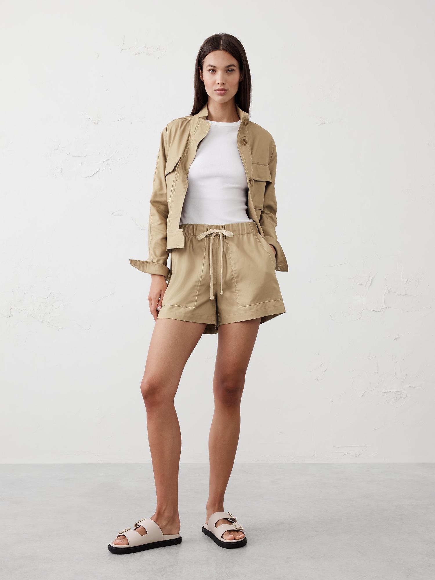 twill cargo pull-on short