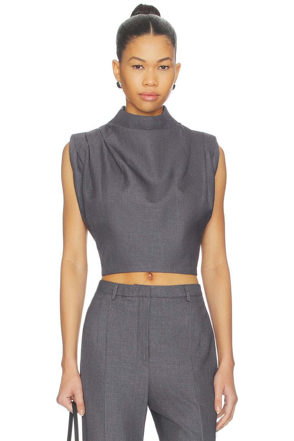 twill clouched crop top