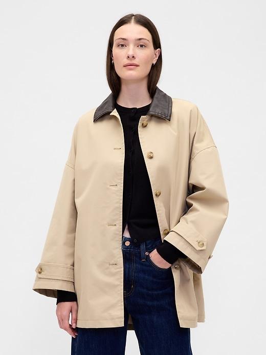 twill oversized trench coat