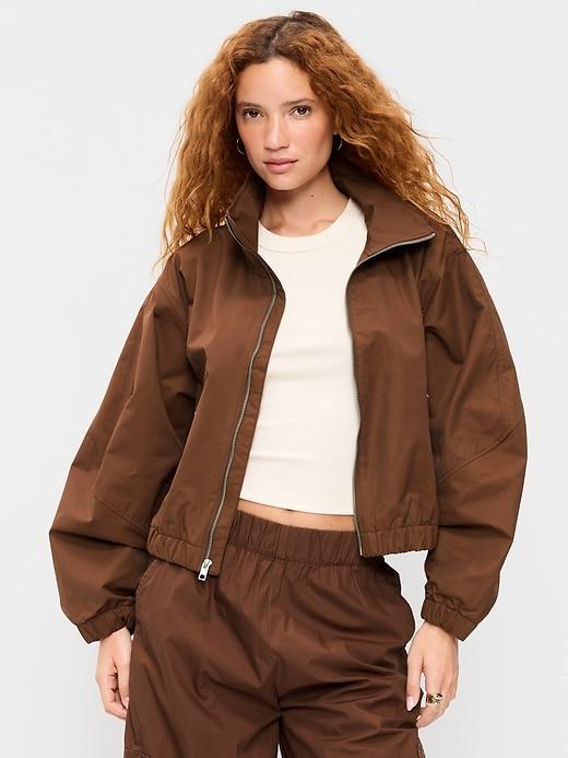 twill utility zip-front jacket