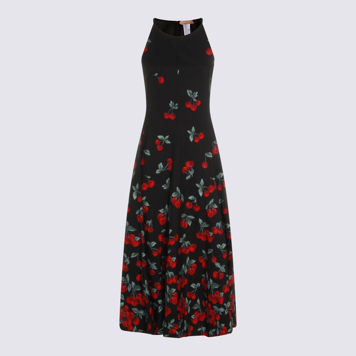 twin-set dresses cherries black/red - women
