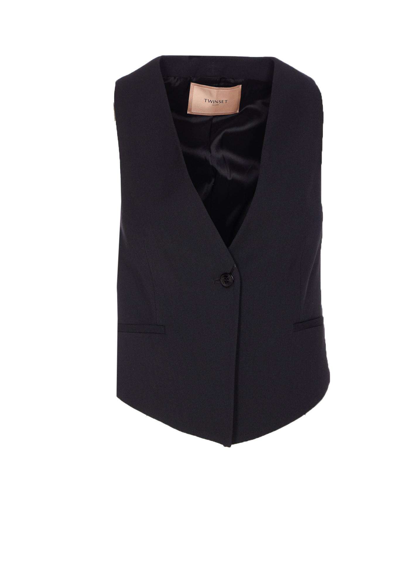twin-set jackets black viscose - women