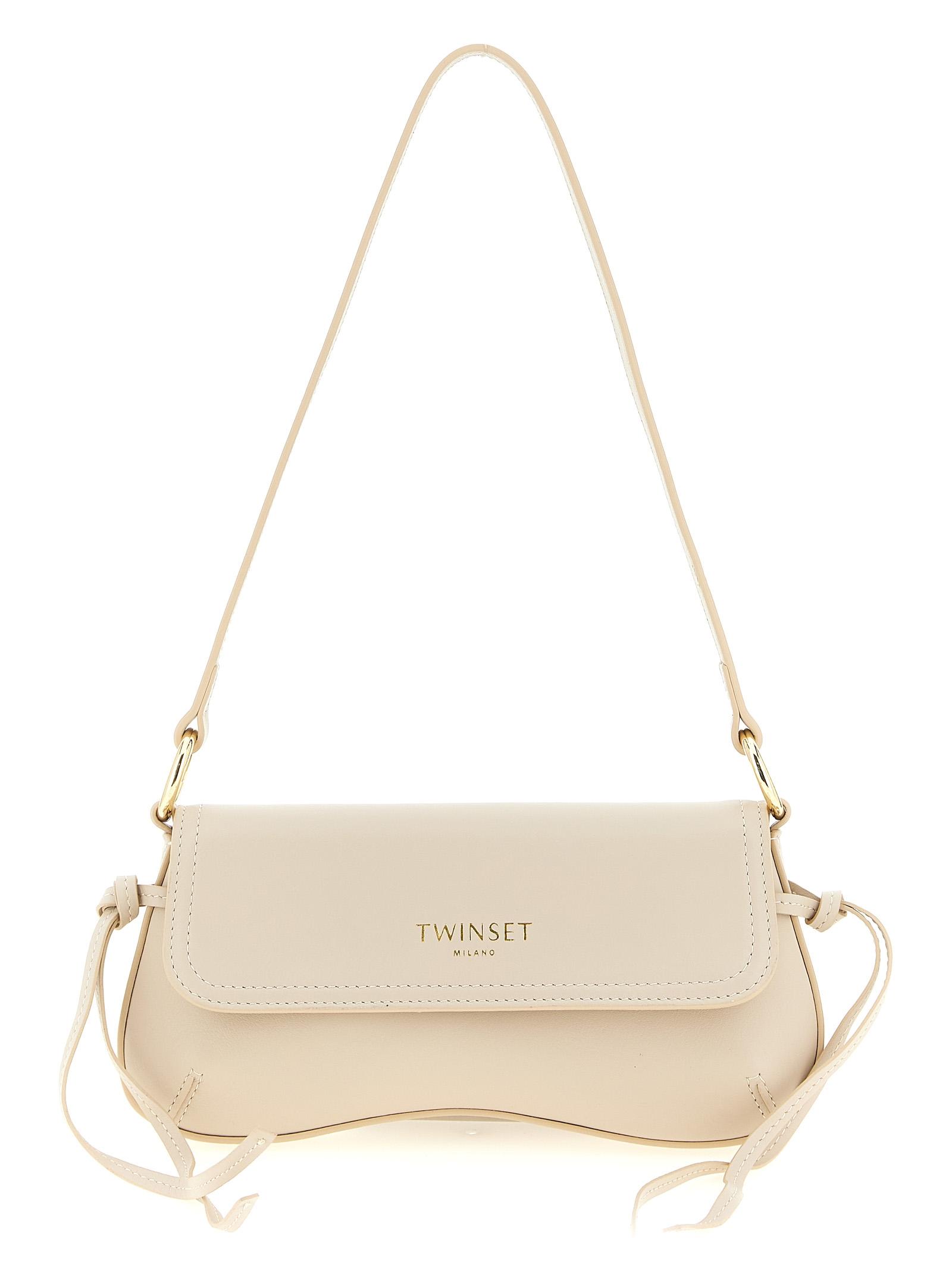 twin set leather shoulder bag beige - women