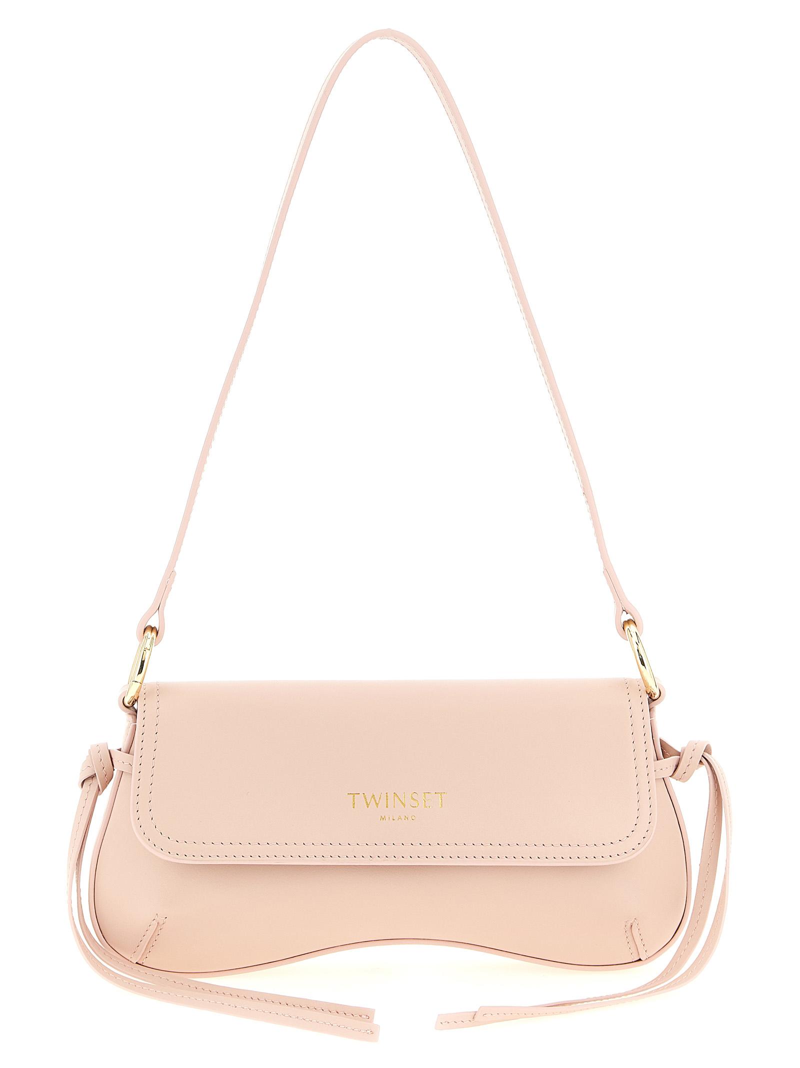 twin set leather shoulder bag pink - women