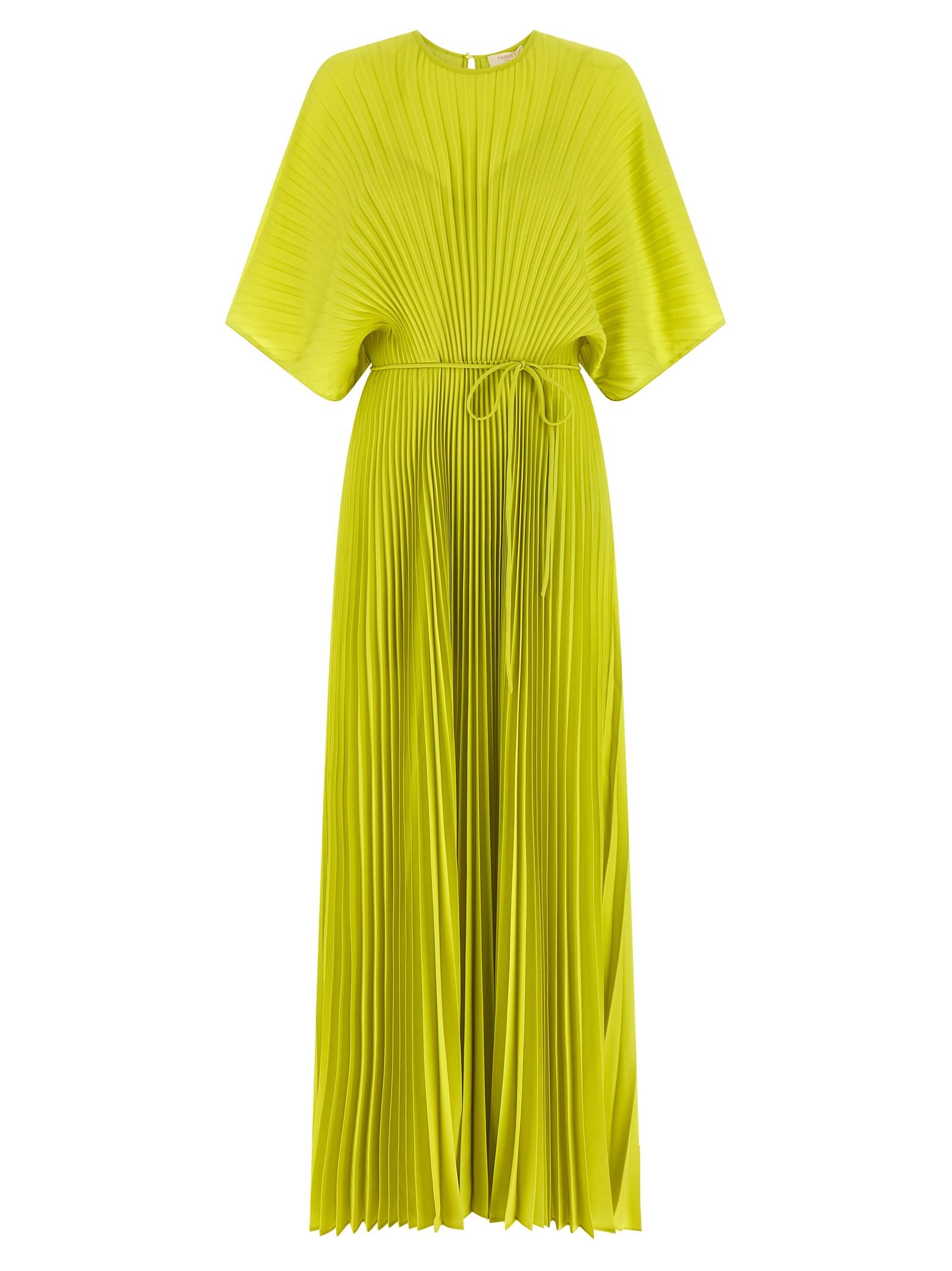 twin set pleated dress green polyester - women