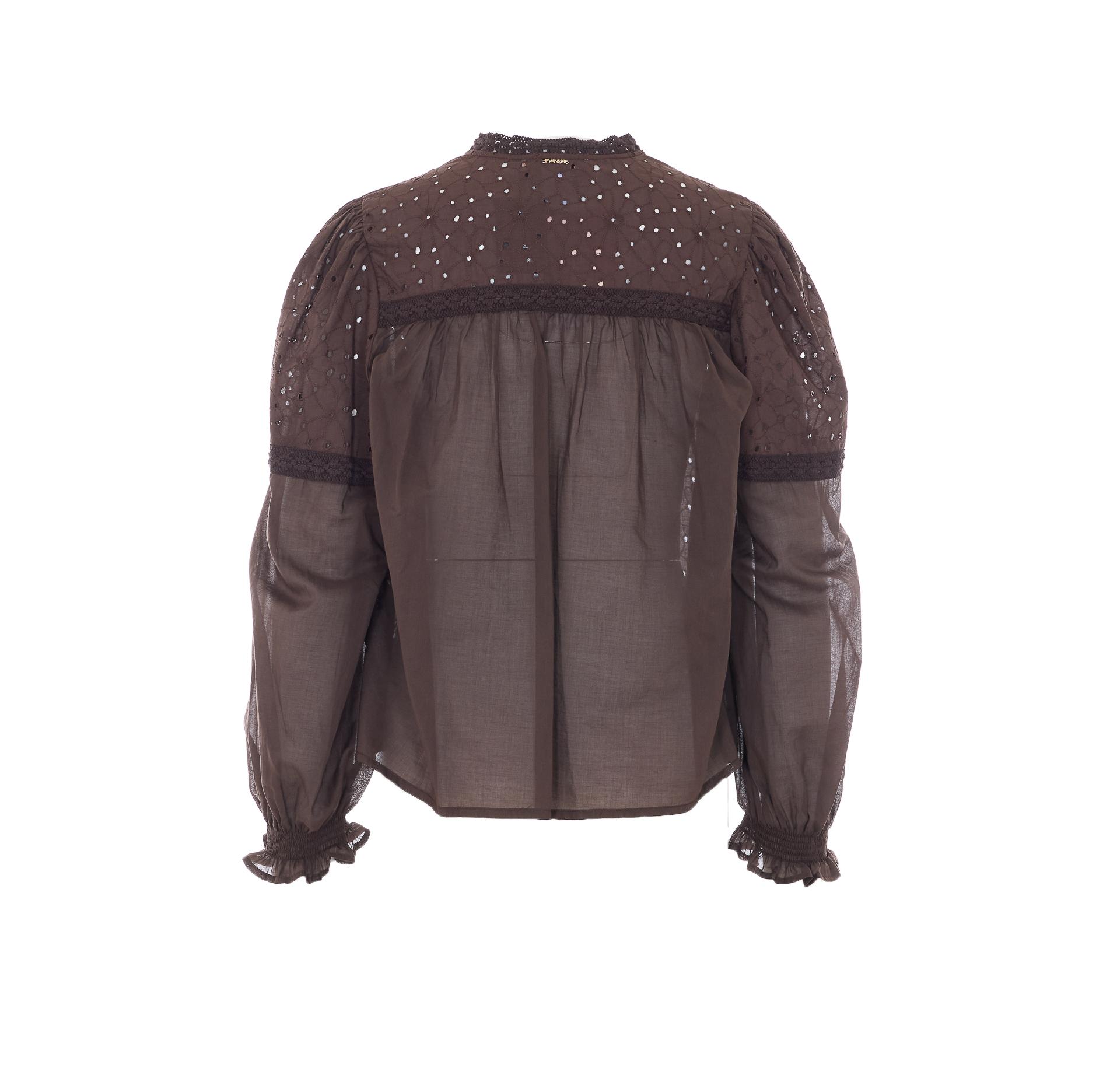 twin-set shirts brown cotton - women