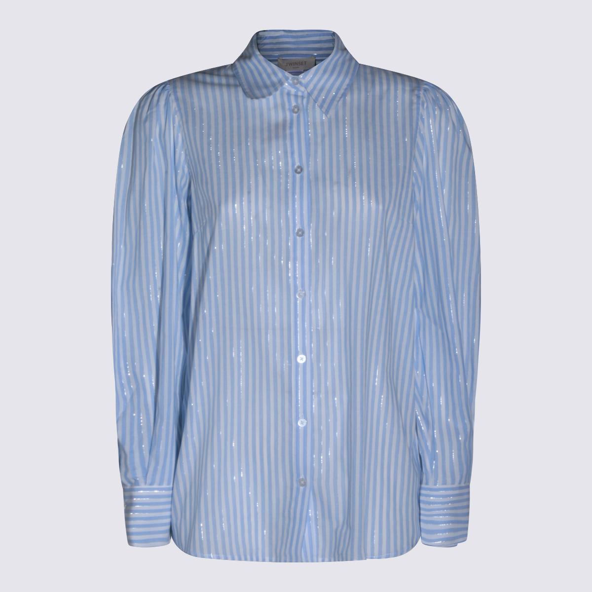 twin-set shirts riga azzurro co vi plm - women