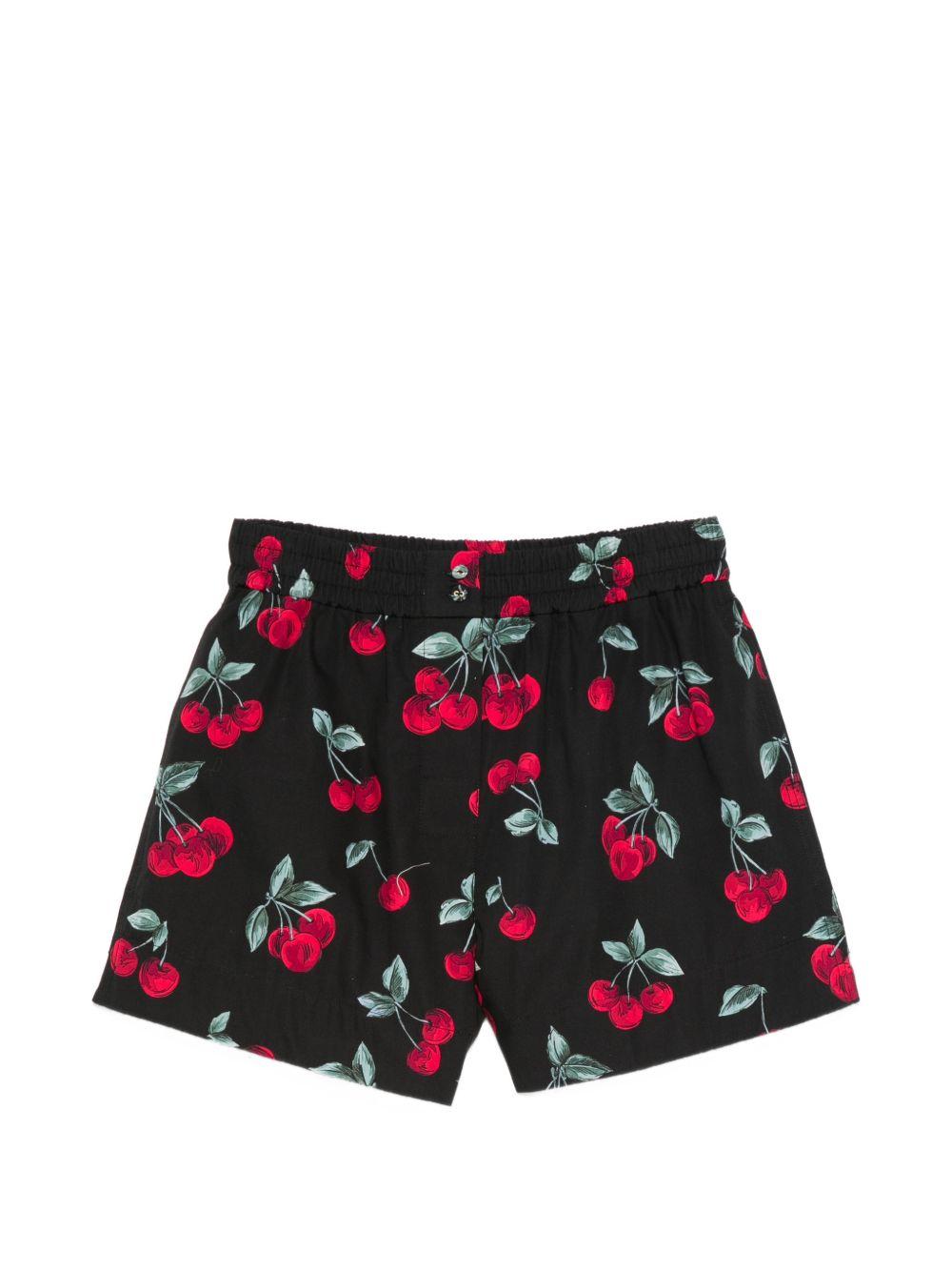 twin-set shorts cherries allover black/red - women
