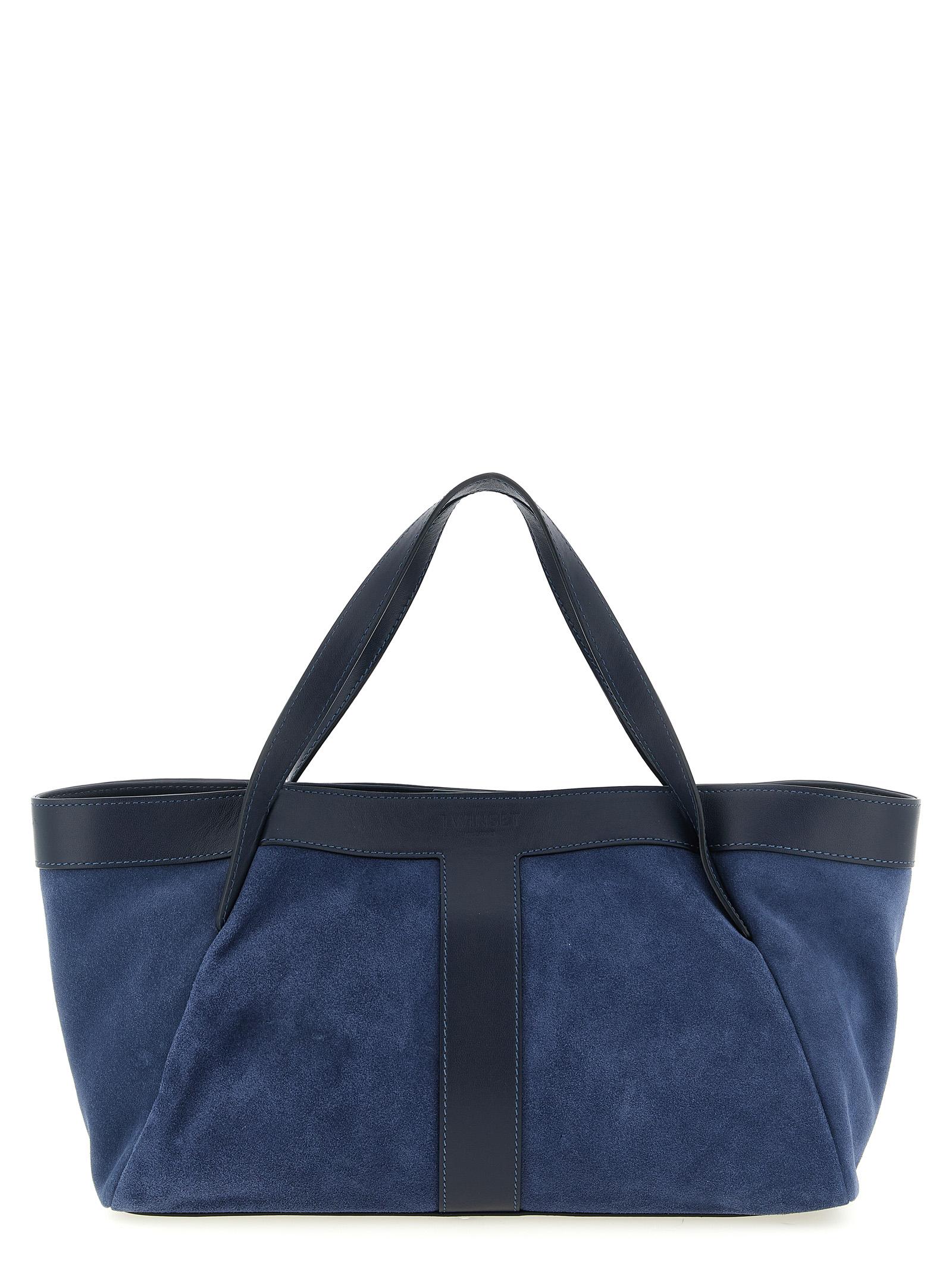 twin set suede shoulder bag blue polyurethane - women