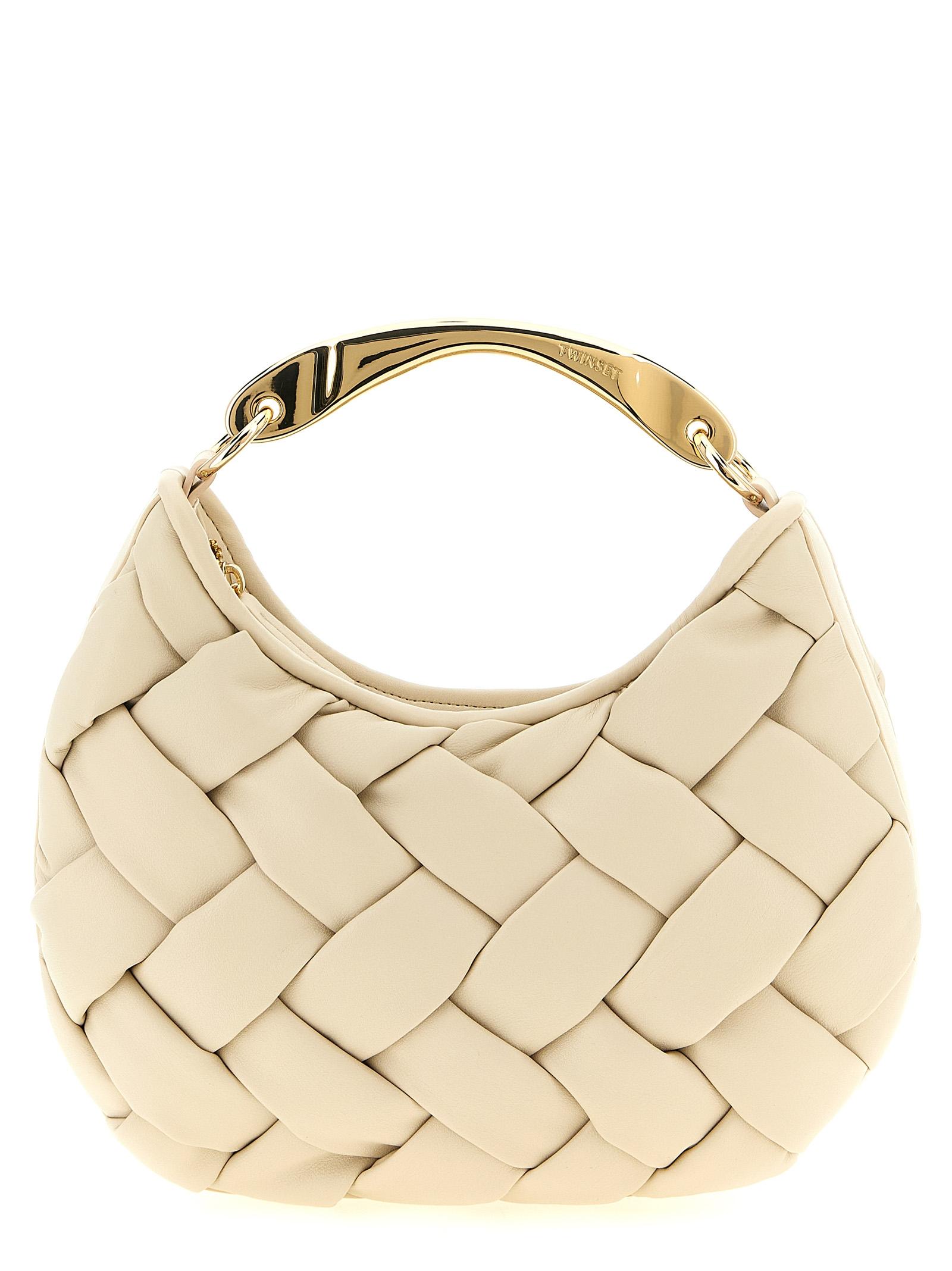 twin set weaved handbag beige polyurethane hand bags - women