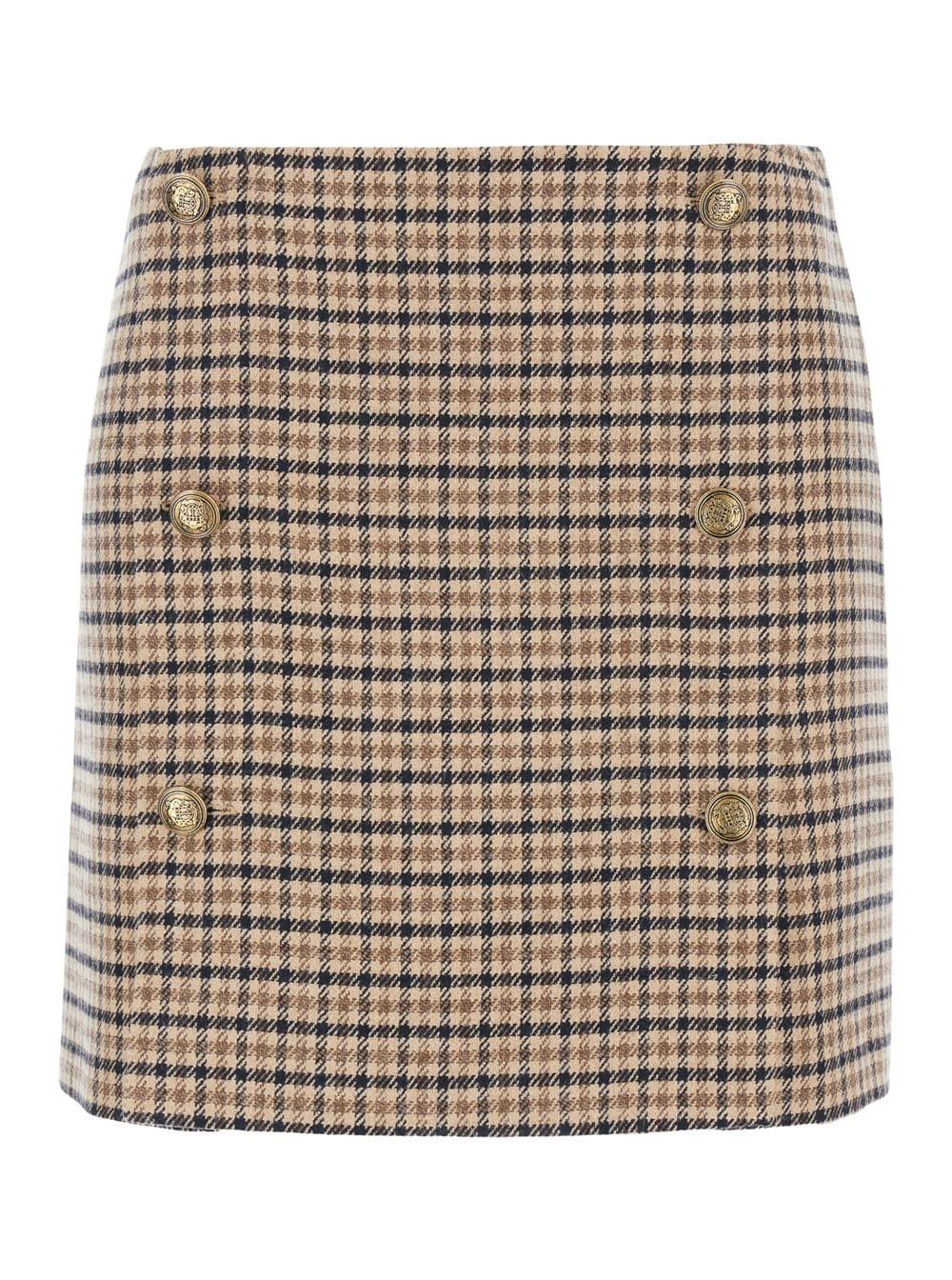 twinset beige skirt with all-over stripe in wool blend woman