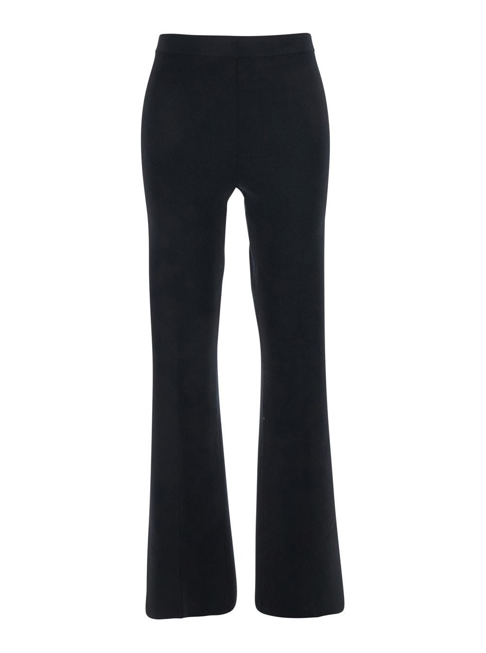 twinset black flared pants with logo plaque on the rear in viscose blend woman