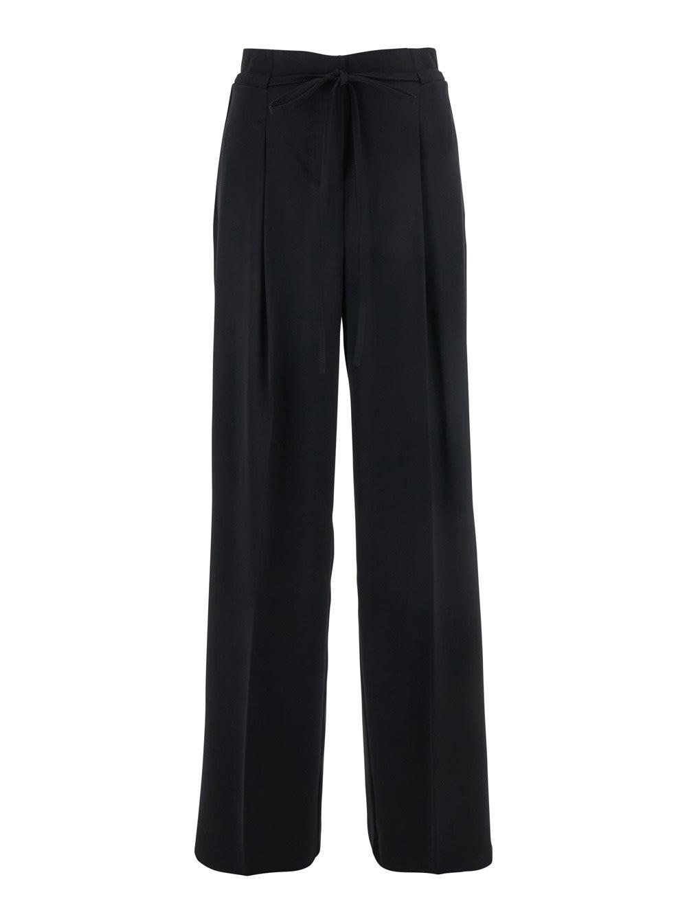 twinset black pants with drawstring waist and logo plaque on the back in fabric woman