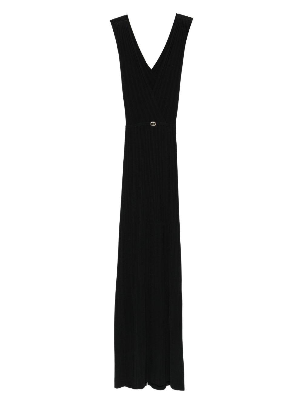 twinset black v-neck dress