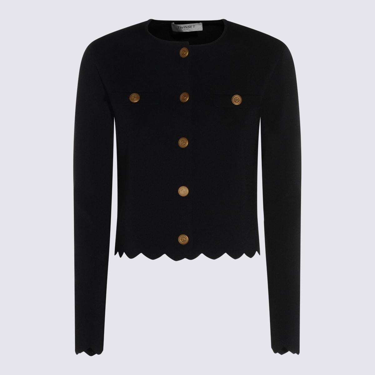 twinset black viscose casual jacket
