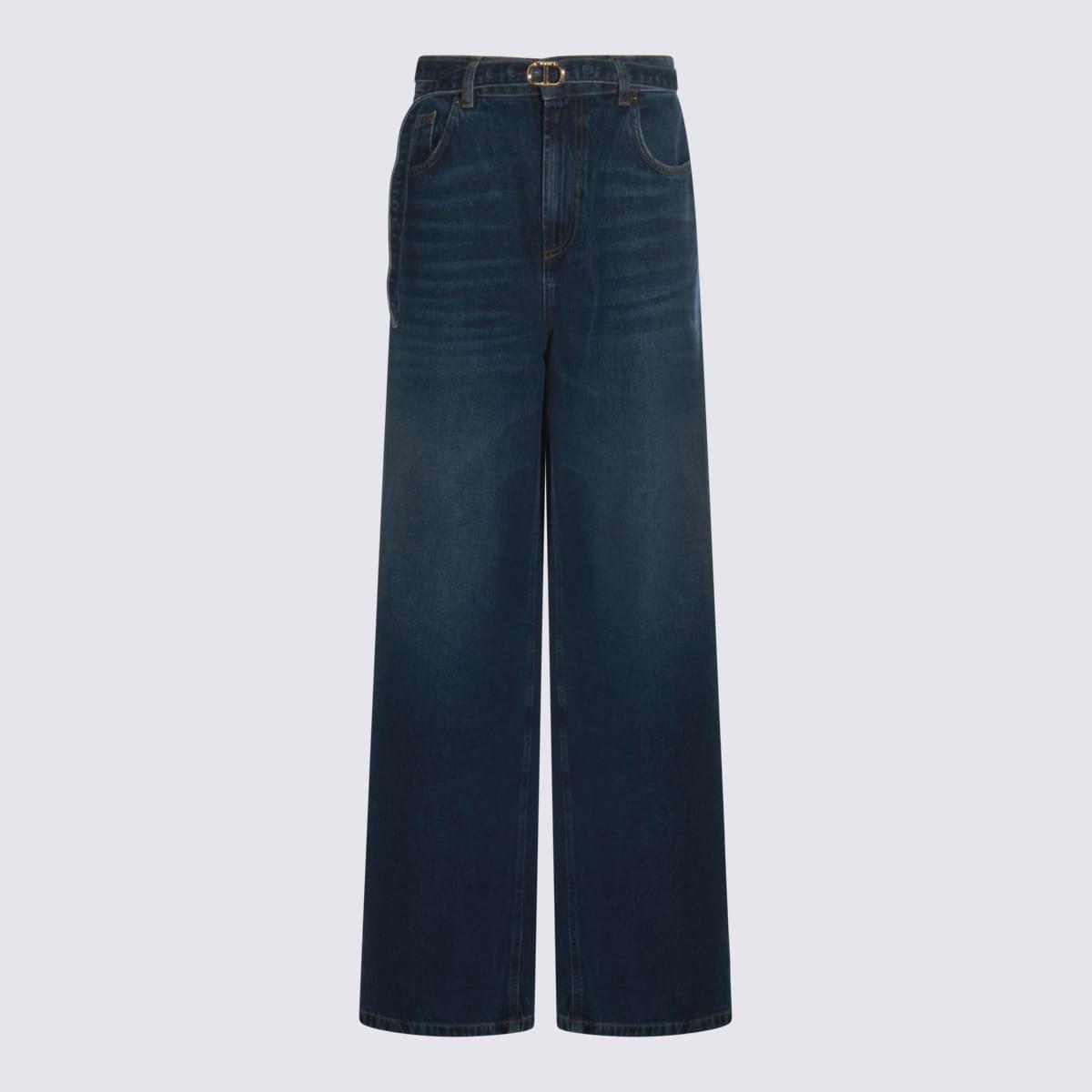 twinset dark blue cotton seasonal jeans