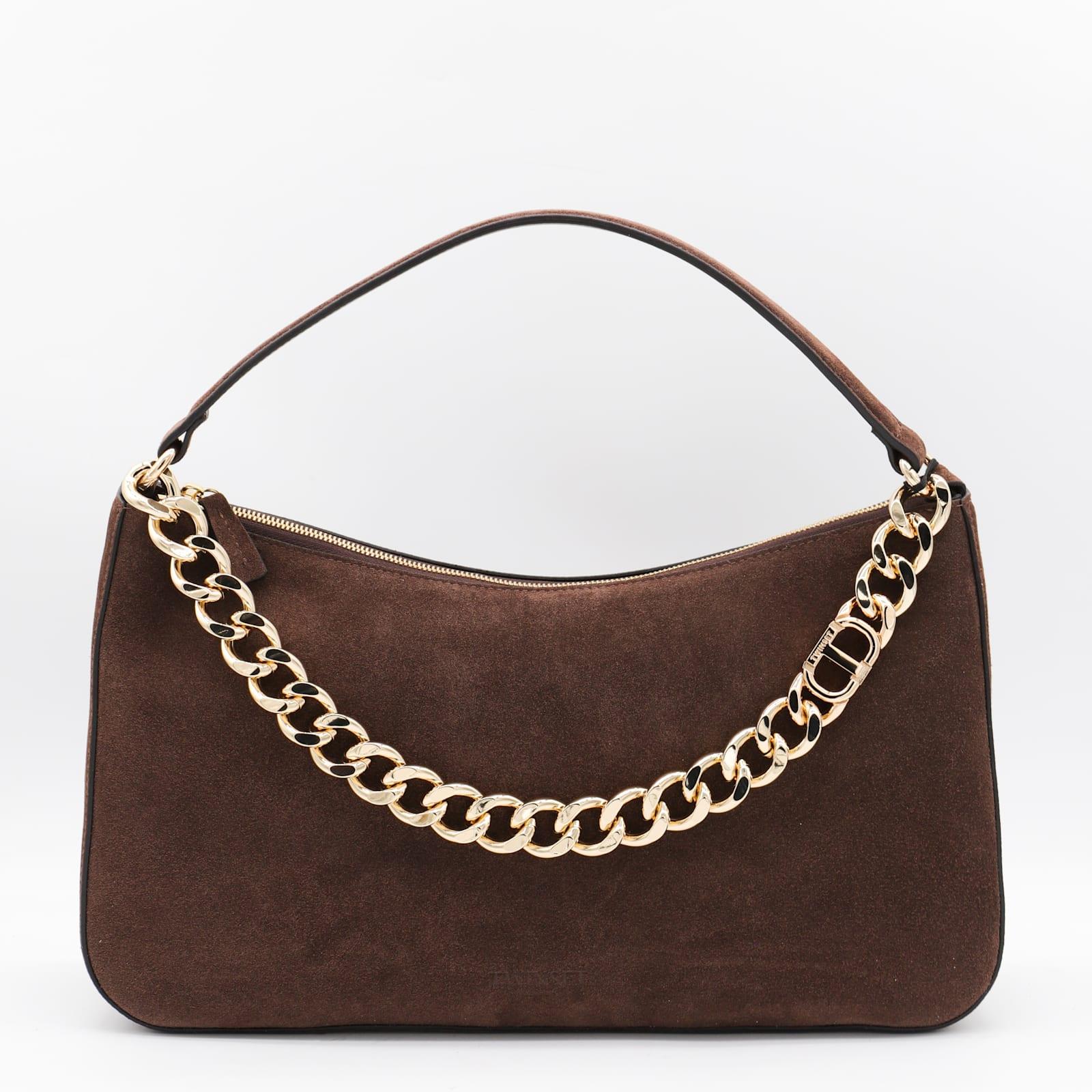 twinset dark brown leather liliane shoulder bag
