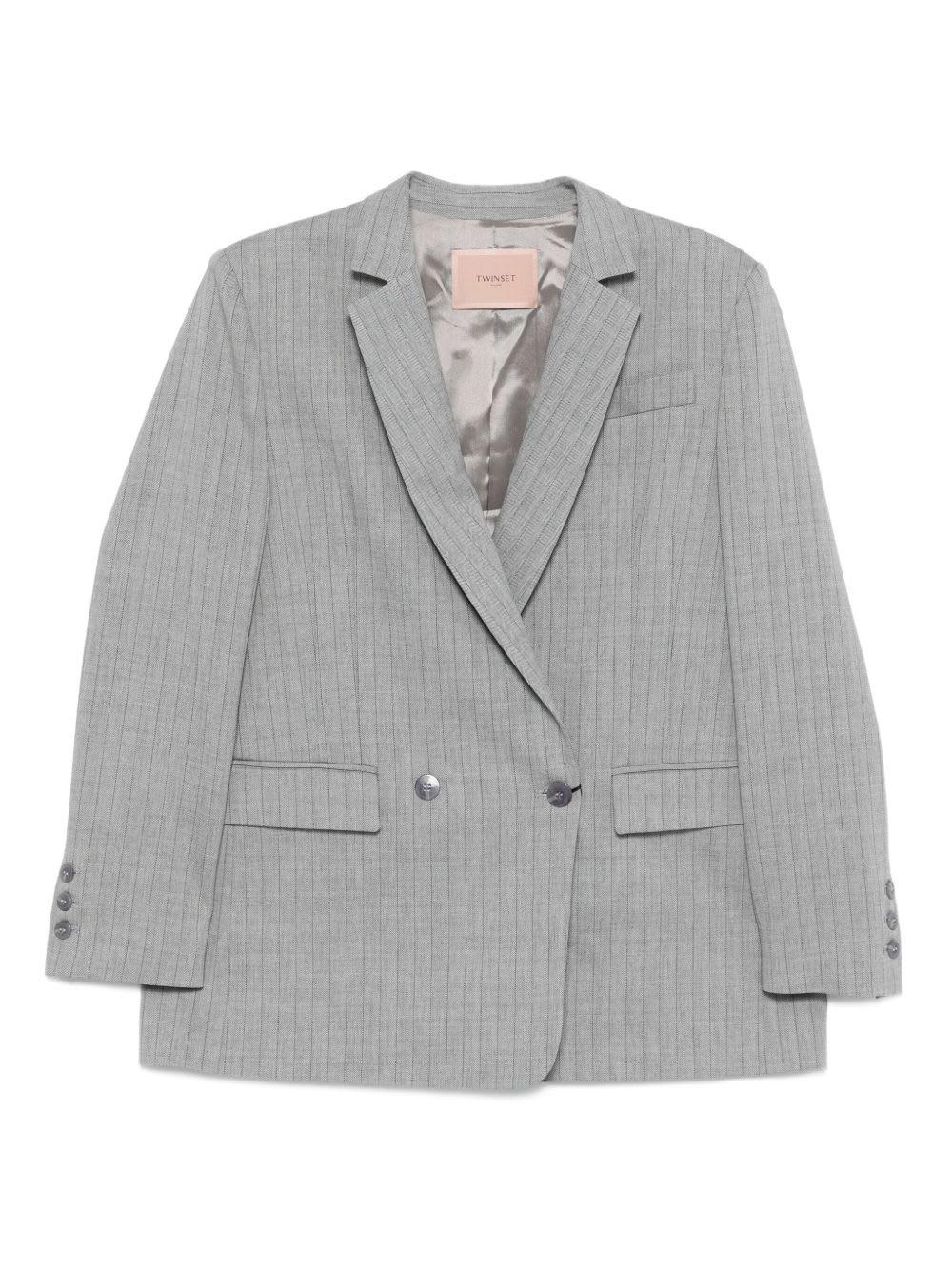 twinset double-breasted pinstripe blazer