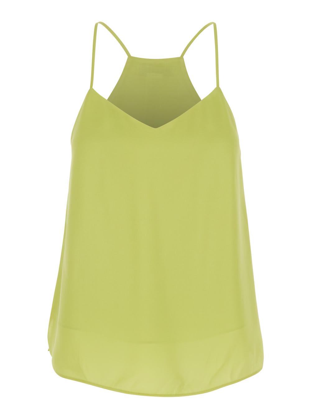 twinset green top with v-neck in viscose for women