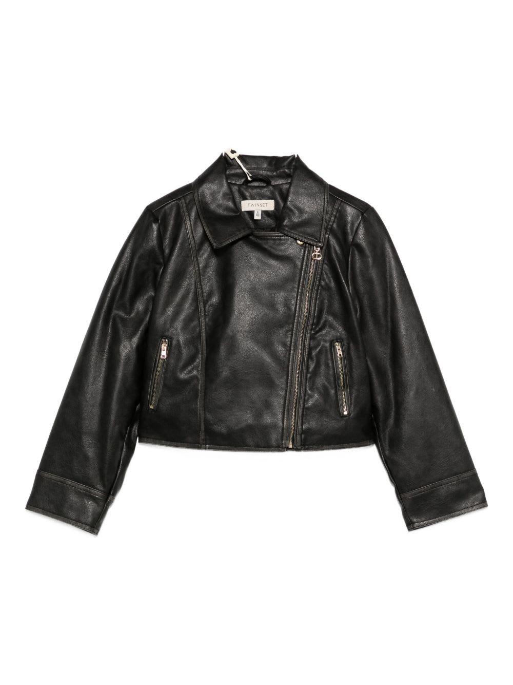 twinset kids asymmetric zip-fastening biker jacket