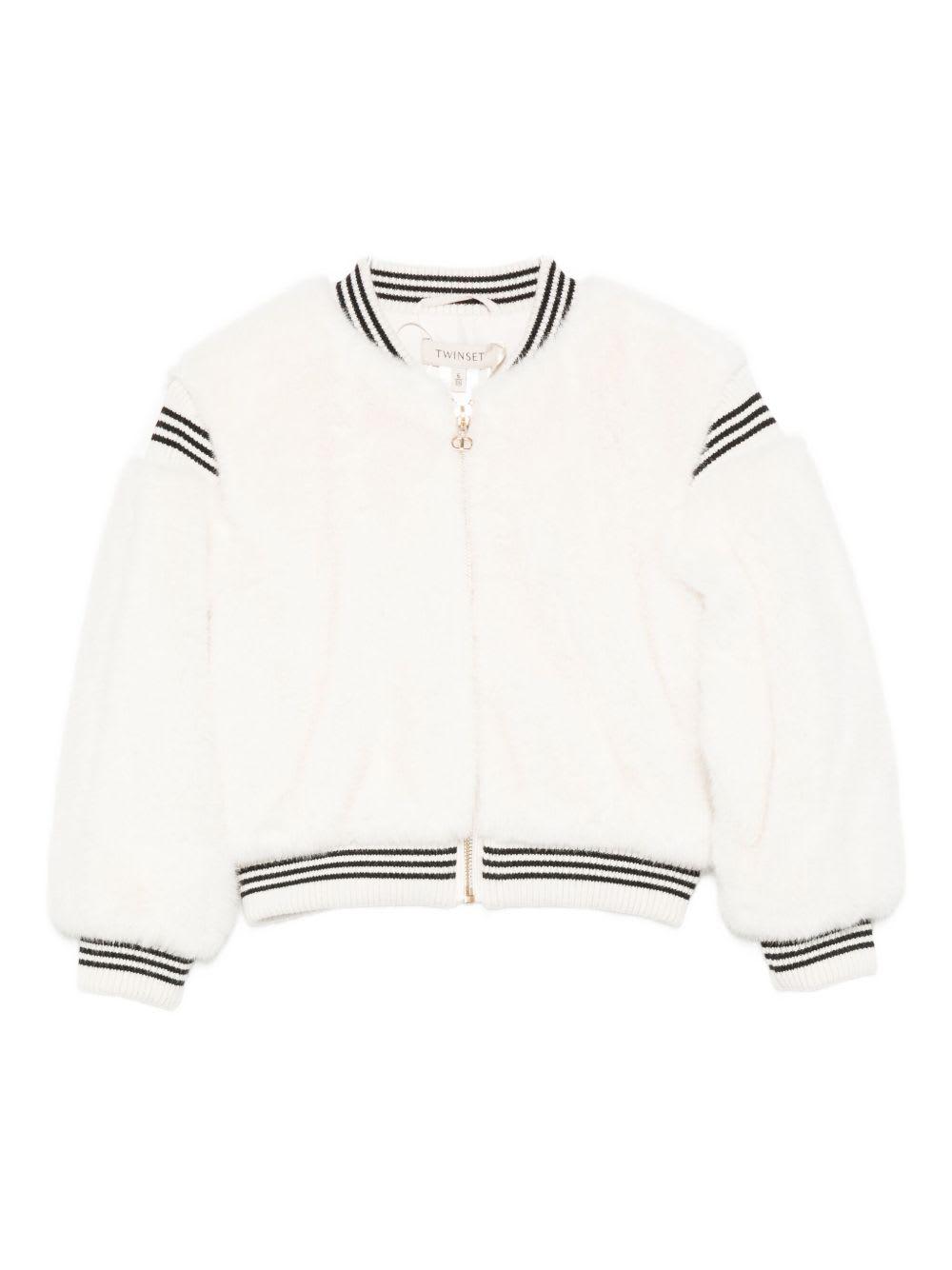 twinset kids bomber jacket with striped detail